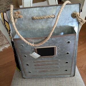 Beautiful Industrial Design Large Metal Wall Decor W/Hanging Rope.